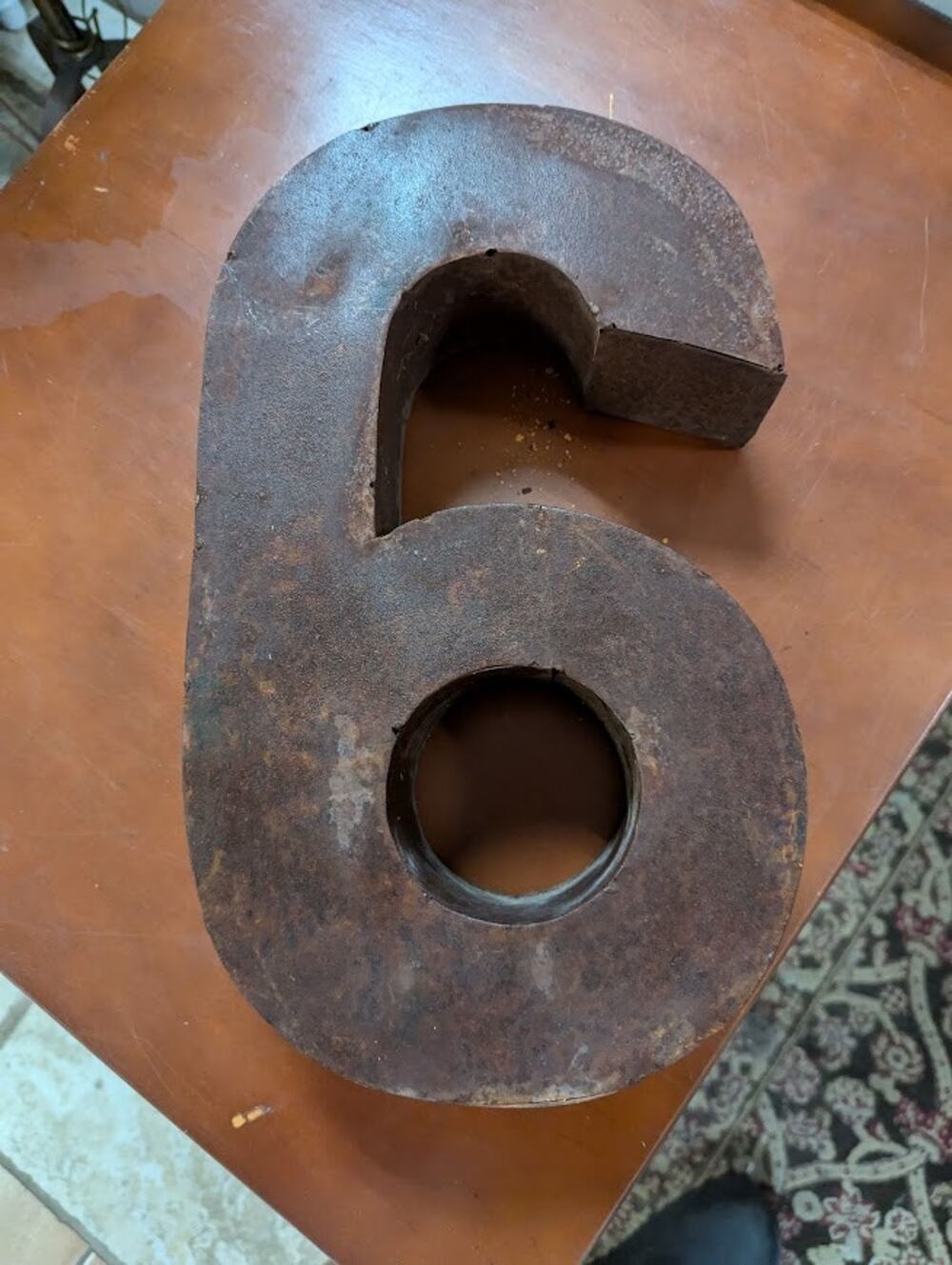 Rusty METAL  number " 6 " wall hanging custom made Approx. 14" x 3" x 8.5"